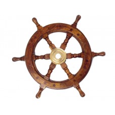 15" Deluxe Wood and Brass Ship Wheel